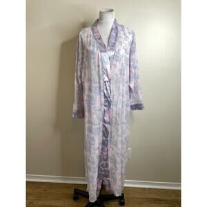 Sophia by Delicates Womens Long Light Robe Size Large Purple Paisley No Belt NEW